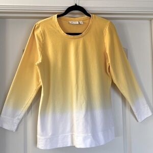 Sunshine Ombre Crewneck Top - Yellow & White